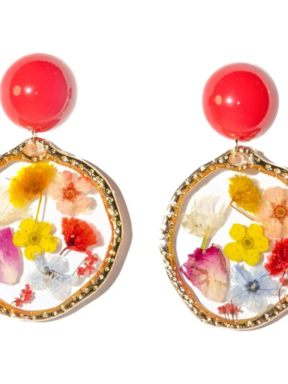 Handmade Real Pressed Flower Earrings for Women, Dainty Hypoallergenic Sterling